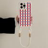 Cute Heart Colorful Grid Pattern TPU For iphone 17 16 15 14 12 Phone Case Four Corner Anti Fall Protection Portable Hanging Rope