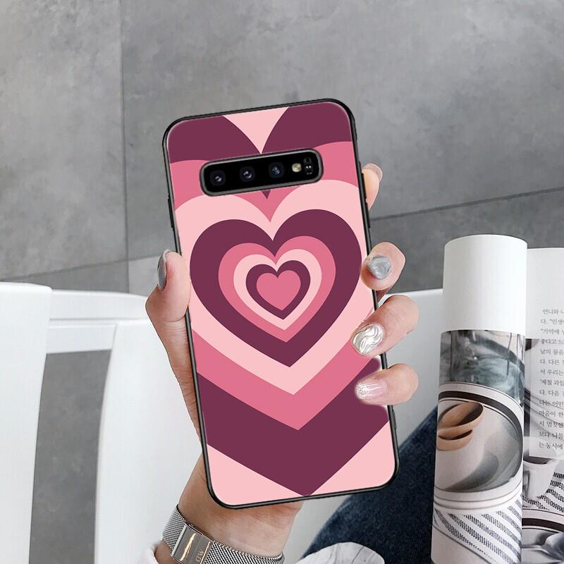 Phone Case for Samsung Galaxy S22 S20 Ultra S20 S22 Plus S21 S10 S9 S8 Plus S10E S20 FE Brown Heart Circle Phone Capa