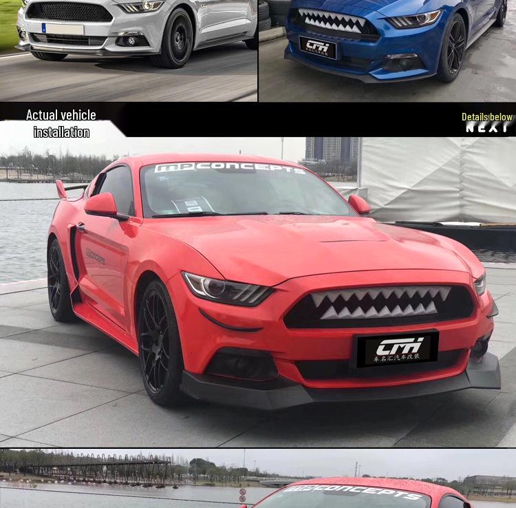 Compatible Center Grille with Light Teeth for 2015-2017 Ford Mustang - Shark Devil Remote Control