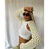 Liangli European and American Summer Hollow Sexy Crop Top Small Waistcoat Long Sleeves Tops Women