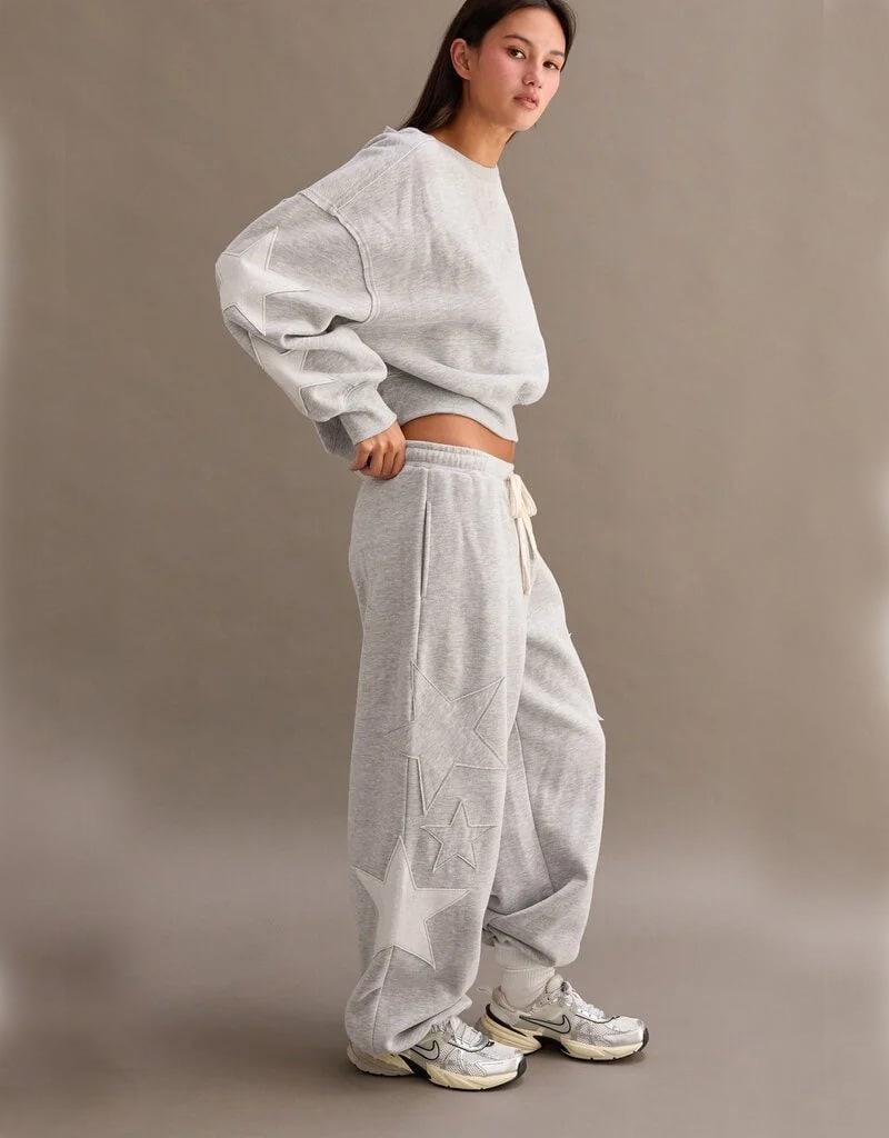 

Spring Autumn Star Patchwork Lantern Pants - Casual Loose Long Trousers 2026 M серый