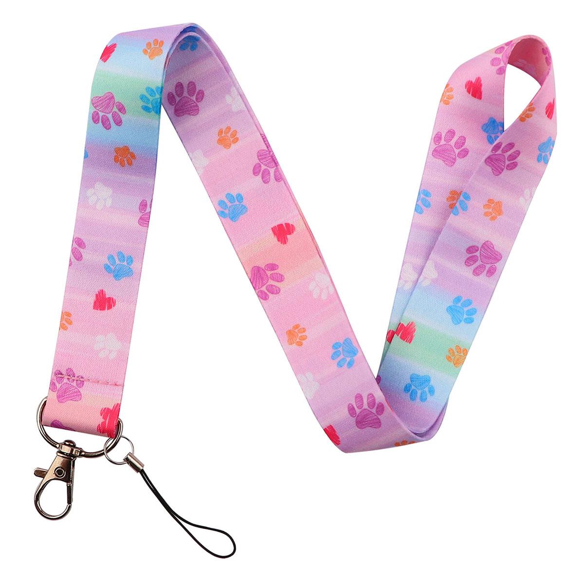 

Dog Paw Print ID & Access Card Holder with Lanyard - Hard Shell & Slide Cover for Student/Employee Cards