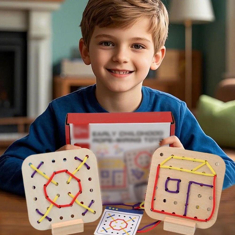 Interaction Montessori Wooden Rope Board Thinking Training Graphical Educational Toys  Social Games