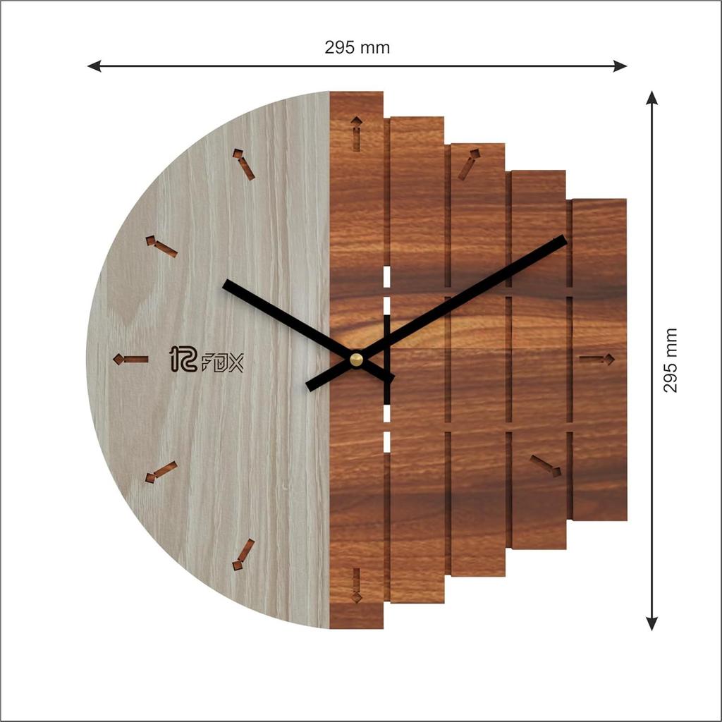 Fish Design 12 Inch Handcrafted Stylish Elegant Analog Wooden Wall Clock for Living Room Hall Bedroom Office Gifting Asian Red Textured Wood