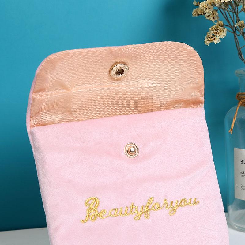 Korean Style Embroidered Velvet Mini Bag for Lipstick and Sanitary Napkin Storage