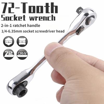 Mini trojúhelníkový ráčnový klíč 1/4", oboustranný rychloupínací ráčnový klíč, šroubovák, šestihranný momentový klíč, sada 2 v 1 klíčů