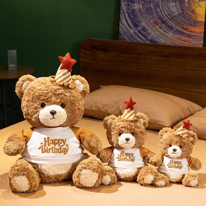 25/35cm Neuer Simulations-Festtagshut Teddybär Stofftier Plüschtier Cartoon Anime Niedliches Geschenk für Kindergeburtstag Lustige Puppe