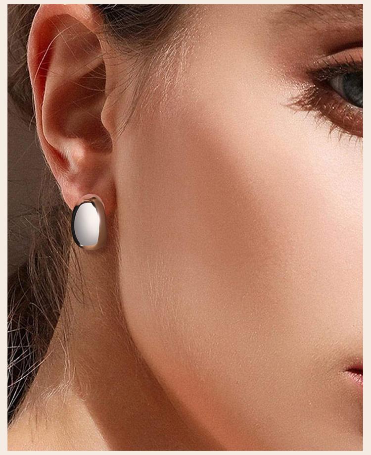 Stainless Steel Open Hoop Earring Women, Crescent Moon Shape Tube Earring Gold Plated Trendy Gift