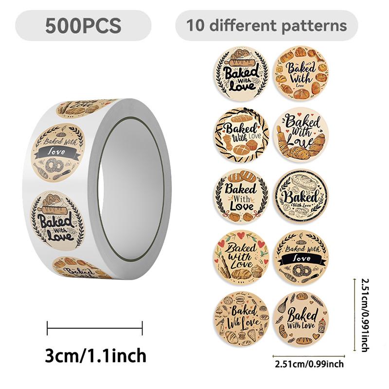 500PCS Funny Baking Stickers Cute Kitchen Roll Sticker Bakery Themed Party Decorations Creative Food Decals for Water Bottles