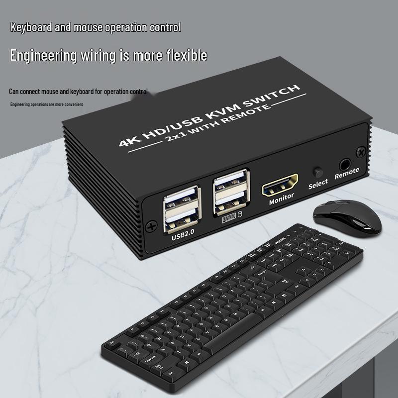 2x1 HDMI KVM-Switch: 4K-Video, USB-Maus- und Tastaturfreigabe