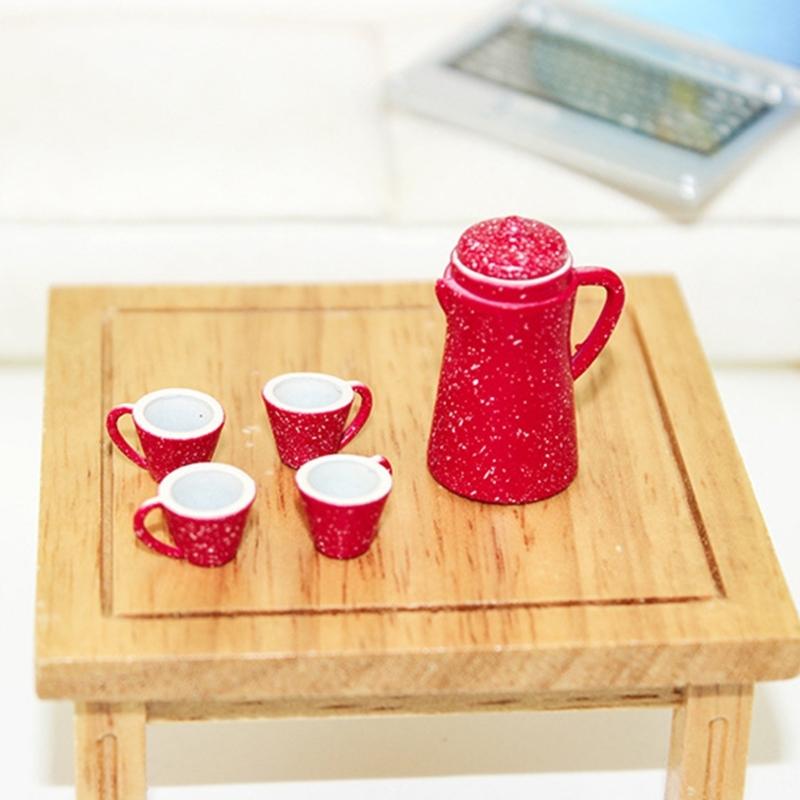 5Pcs Miniature Kettle And Cup Set For 1/12 Dollhouses Accessories And Creative Dollhouses Landsacping Decoration