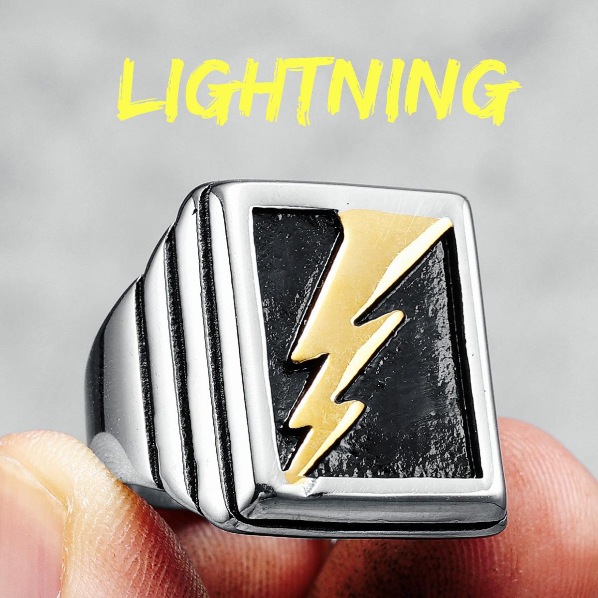 Gouden Bliksem Mannen Ringen 316L Roestvrij Staal Eenvoudige Ring Punk Rock Feest voor Vriend Koppel Sieraden Beste Cadeau Dropshipping 13 white