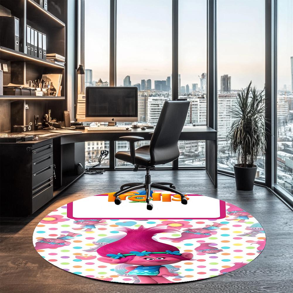 Trolls Printed Round Rug Carpet Chair Rug Area Rug Entryway Doormats,for Office Chair Living Room Bedroom Kitchen Room.
