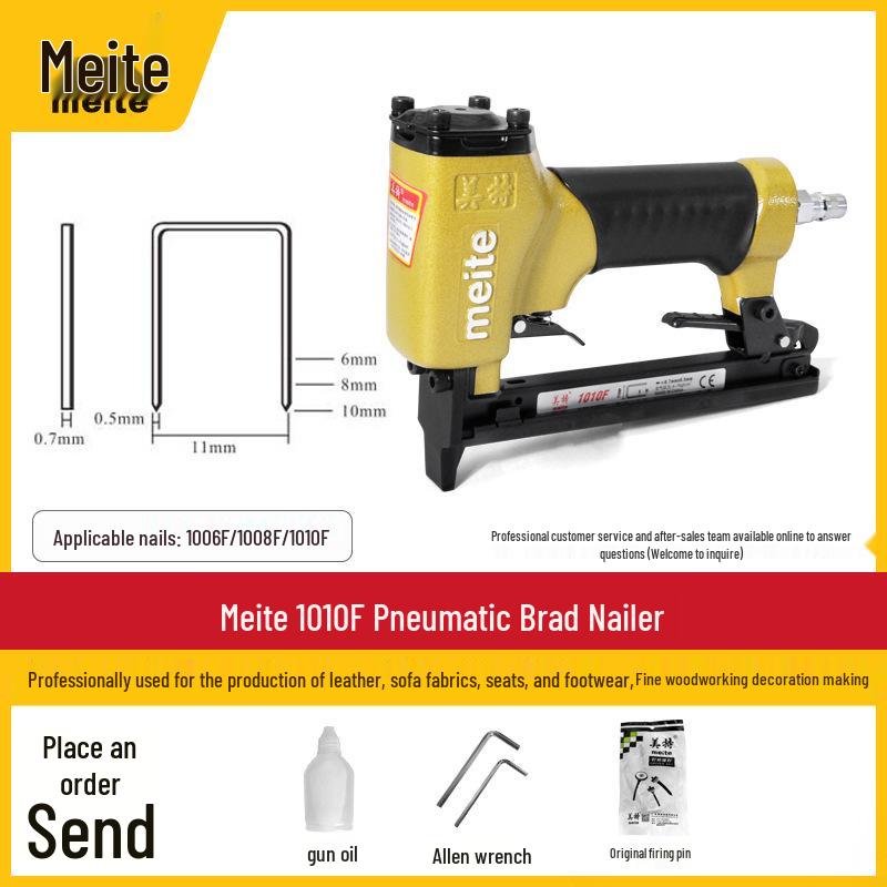 Meite 1010F U-Shape Pneumatic Brad Nailer for Sofa & Leather Crafting