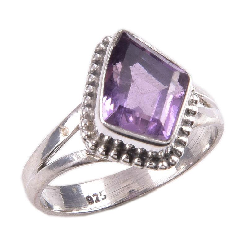 Natural Pink Amethyst Gemstone 925 Solid Sterling Silver Jewelry Ring S.7 c3H46