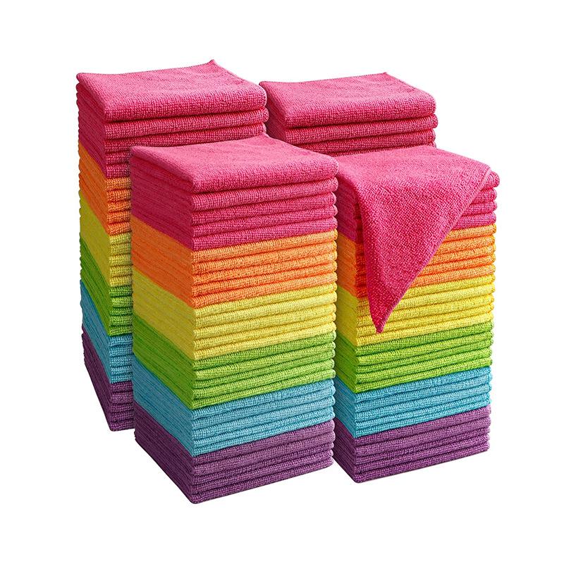 Lint-Free Microfiber Dishcloth: Absorbent Kitchen, Table & Car Cleaning Towel with Scouring Pad