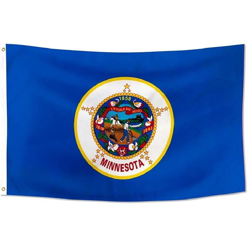 Minnesota State Flag 2x3FT Minnesota Flag Banner for Outdoor Room Decorations Double Sewing Edges and 2 Shiny Brass Grommets 100% Polyester (2x3FT) 2x3ft