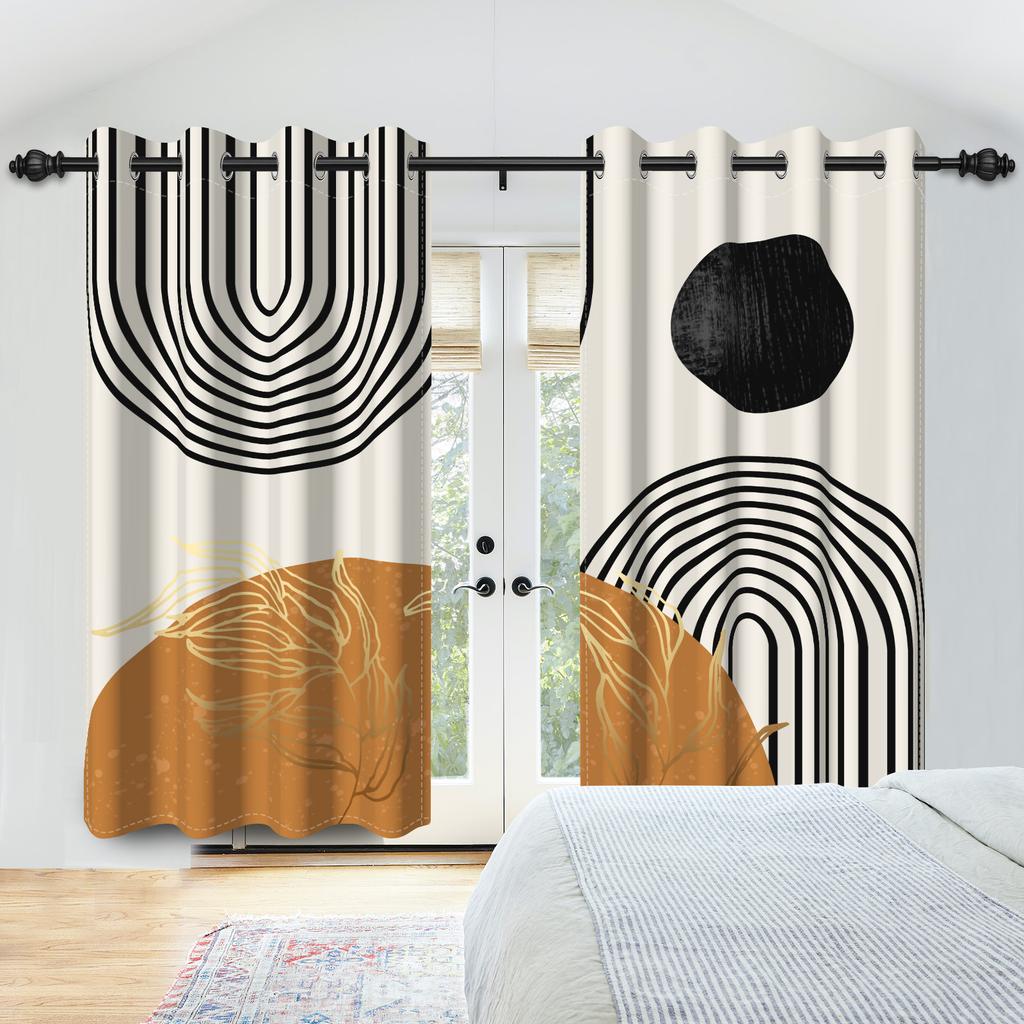 Boho Tropisches Blattmuster Vorhänge Erdtöne Palmenblatt Bedruckte Vorhänge Für Wohnzimmer Schlafzimmer Küche Verdunkelnde Fensterbehänge