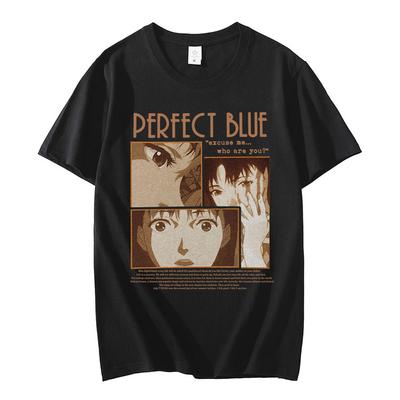 Camiseta con gráfico azul perfecto de Anime japonés para chica, camisetas de manga corta a la moda para hombre y mujer, ropa gótica, camiseta de gran tamaño