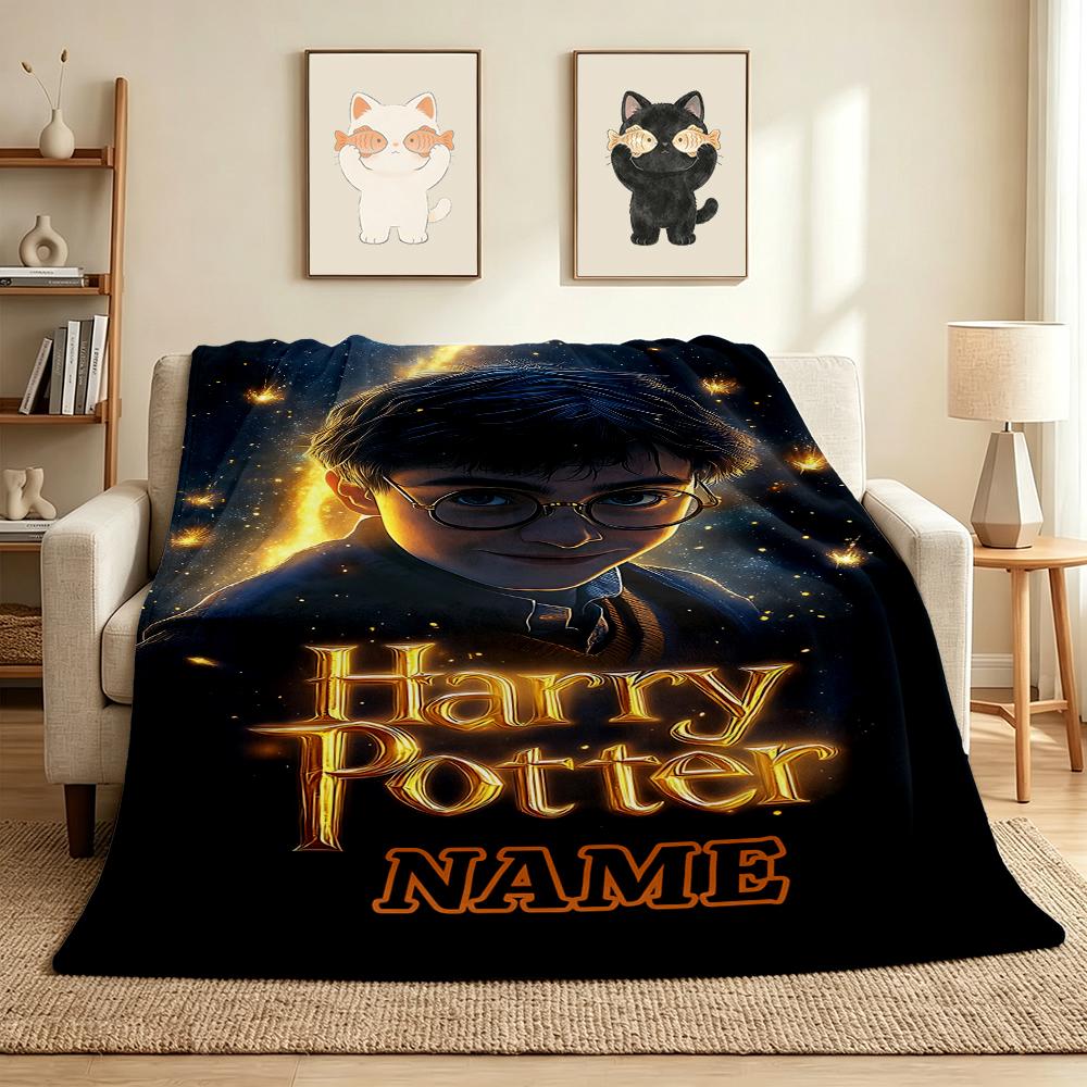 Custom Name Harry Potter Flannel Blanket Throw Blanket Soft Warm Sofa Bed Home Decor Unique Gift