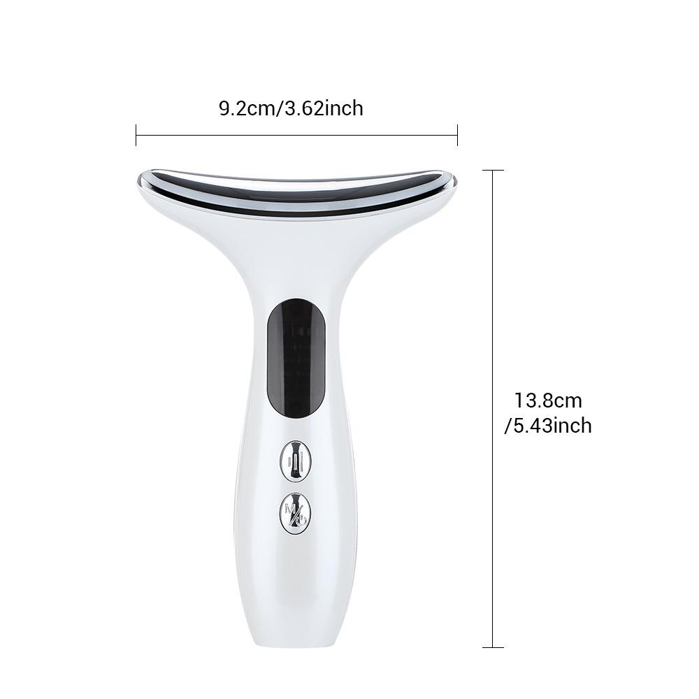 EMS Microcurrent Neck Massager and Facial Rejuvenation Device with Sonic Vibration and Color Light Therapy
