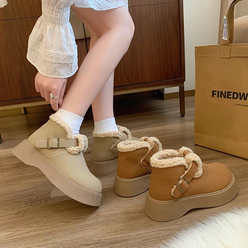 Winter Women'S Platform Snow Boots Fashion Thick-Soled Fleece-Lined Cotton Shoes For Woman Comfort Warm High-Top Boots For Women
