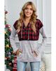 Azura Exchange Plaid Splicing Pocketed Hoodie