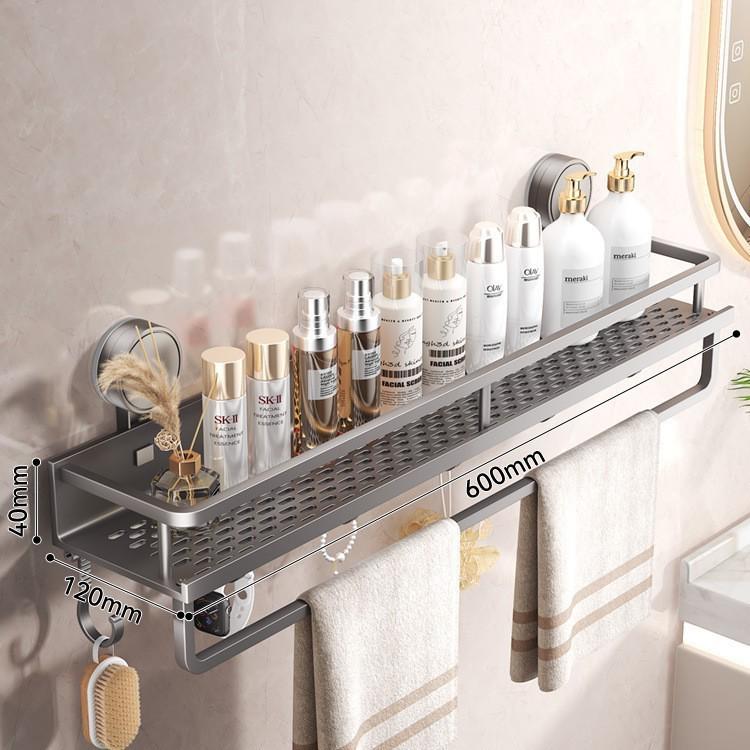 No-Drill Suction Cup Bathroom Shelf for Toiletries and Cosmetics