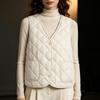 Women's 2025 Collarless Cotton Vest - Autumn/Winter Large Size Round Neck Waistcoat