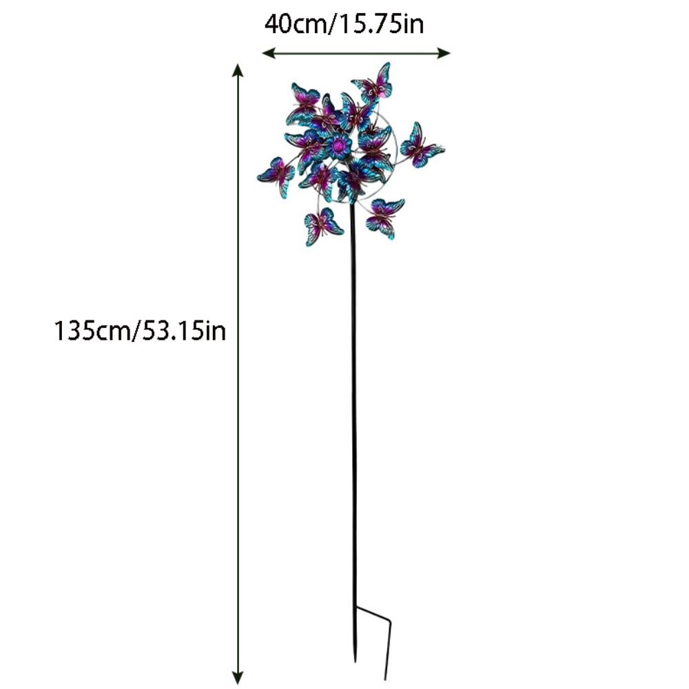 Removable Butterfly Wind Spinner Iron Art Wind Collectors Rotator Gardening Plug Pinwheel  Lawn
