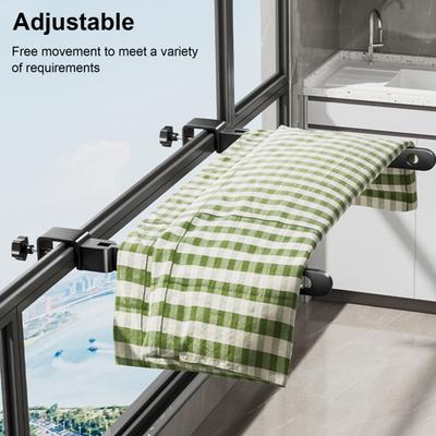 Foldable Clothes Hanger Rack with Adjustable Clamp Window Mount Rotatable Heavy Duty Indoor Balcony Clothing Drying Holder Organizer