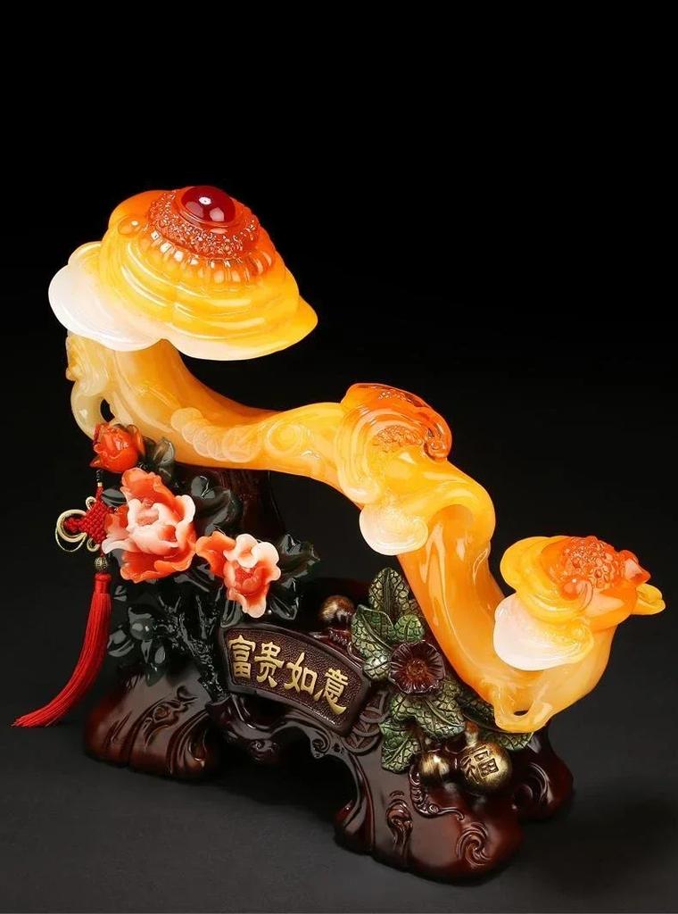 Imitation Jade Ruyi Ornaments Resin Crafts Home Decor Accessories Desk TV Cabinet Decorations