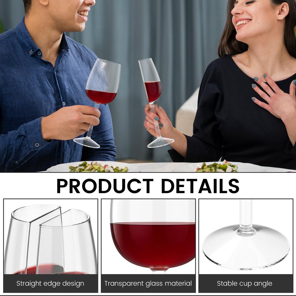 Half Wine Glass Semicircular Red Wine Cups Goblet Transparent White Wine Juice Drink Cup for Birthday Party Bar, Wedding, Gift