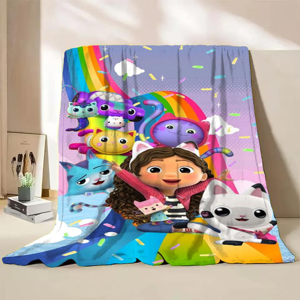 Gabbys Dollhouse Flannel Fluffy Fleece Blanket for Home Bedroom Bed Sofa Office Children Cover Adult Soft Blanket Kids Cute Gift