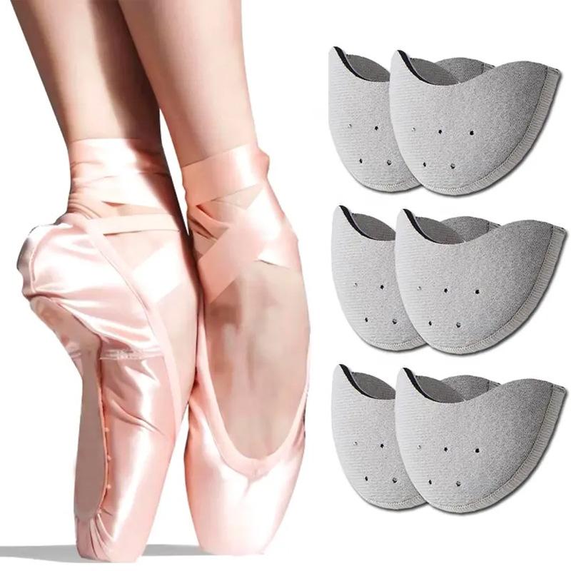 

Ballet Shoes Foot Pads Soft High Elastic Hole Breathable Toe Pads Anti-wear Shock-absorbing Toe Injury Forefoot Pads L size, a pair of сірий колір