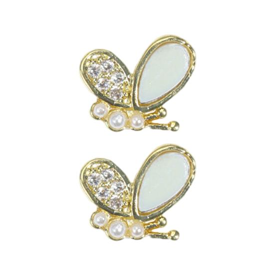 2 Pcs Nail Art Butterfly Zirconia Nail Charms Cubic Decors Nail Jewelry Decorations 3D