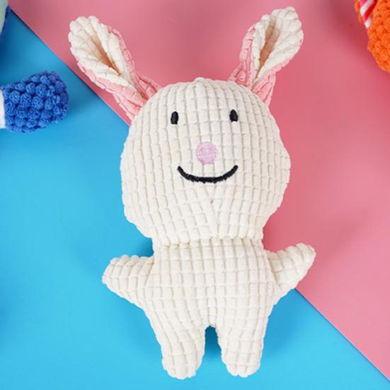 Stuffed Bunny Dog Toy Squeaky Plush Animal Dog Chew Toy Teeth Cleaning Toy for Puppy Teething Dogs Entertainment