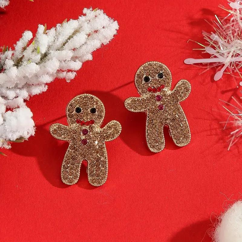 Cute Chic Gingerbread for Women Stud Earrings with Sparkling  - Perfect Christmas & Holiday Accessory for Women, Idea