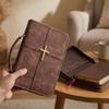 Kreuz-Thema Veganleder Bibelhülle mit Handyfach Staubdichte PU-Leder Bibel Tasche Religiöser Stil
