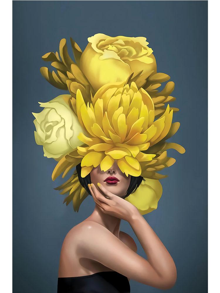 Abstract Flowers Feathers Woman Canvas Painting Wall Art Sexy Nude Women Print Poster Picture For Living Room Home Decoration