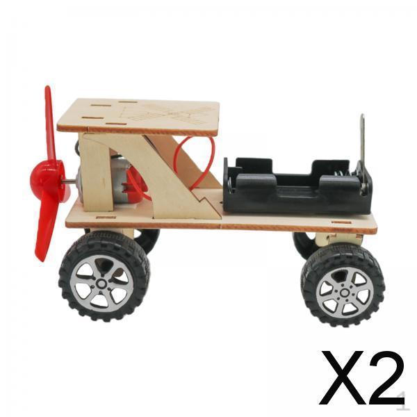 2x Wind Power Car DIY Electronic Kits 3D Puzzles Wood Building Educational Toy Science