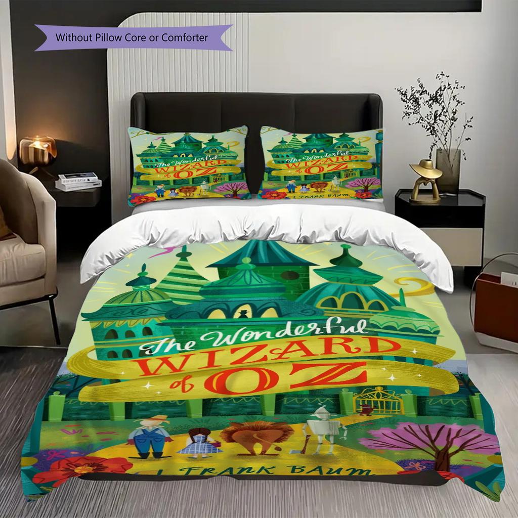 1PC The Wizard of Oz Pattern Bedding Quilt Set Quilt Cover Pillowcase Home Decoration Birthday Gift (1 * Duvet Cover + 2 * Pillowcase, Without Core)