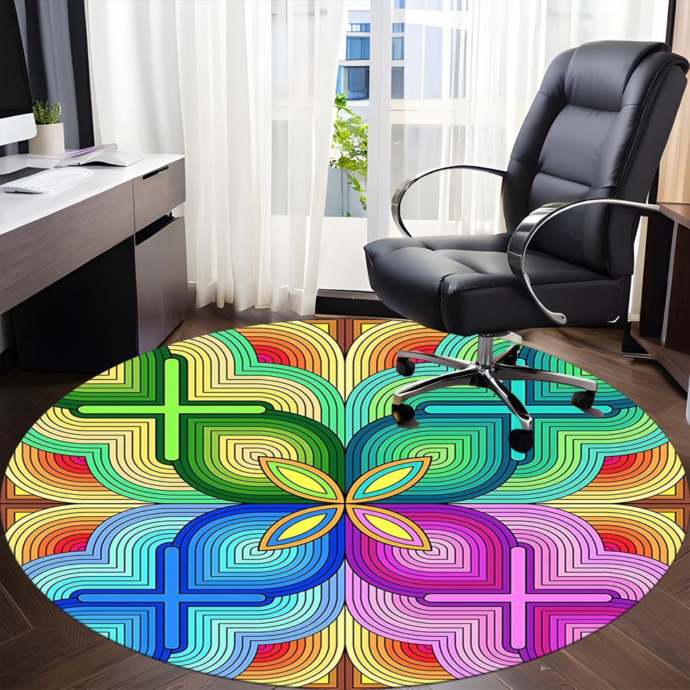 1pc Mandala Pattern Carpet for Office Non Slip, Round Carpet, Soft & Comfortable, Carpet for Office, Lightweight Round Floor Mat