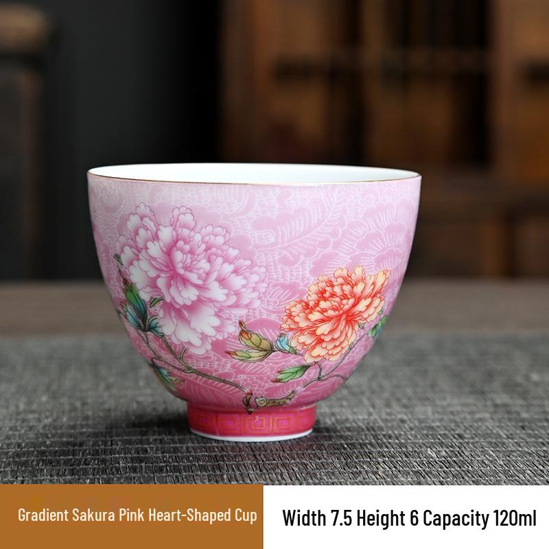 Women's High-End Enamel Color Jingdezhen Ceramic Gongfu Tea Cup in Dehua White Porcelain