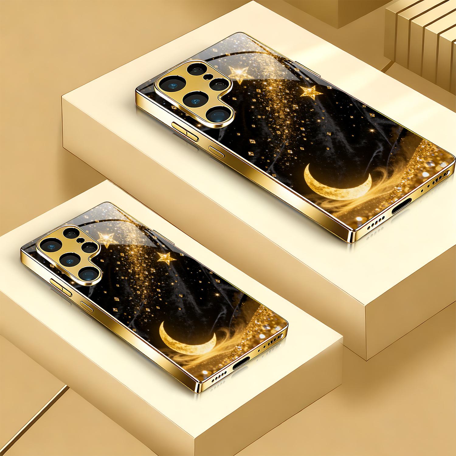 

Гальванизированный золотой новый чехол для телефона для Samsung Galaxy S26 Ultra S25 Plus S24 S23 S22 fe закаленное стекло Художественные текстурные узоры For Galaxy S26
