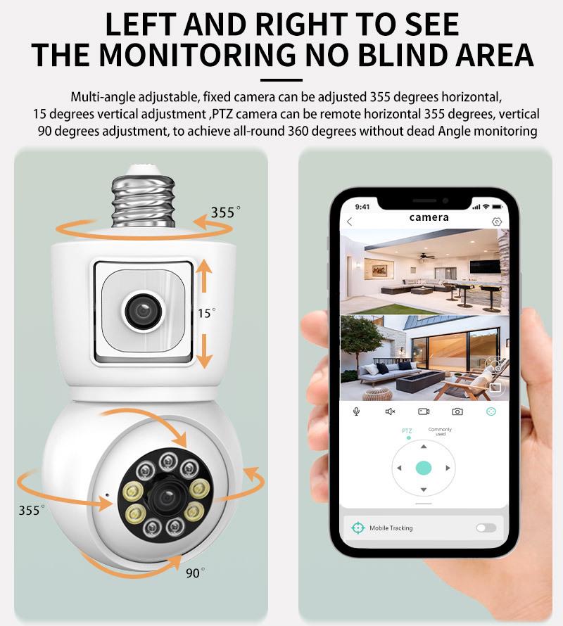 ICSEE HD Wireless Light Bulb Camera 6MP with Dual Light Night Vision and Mobile Remote Control