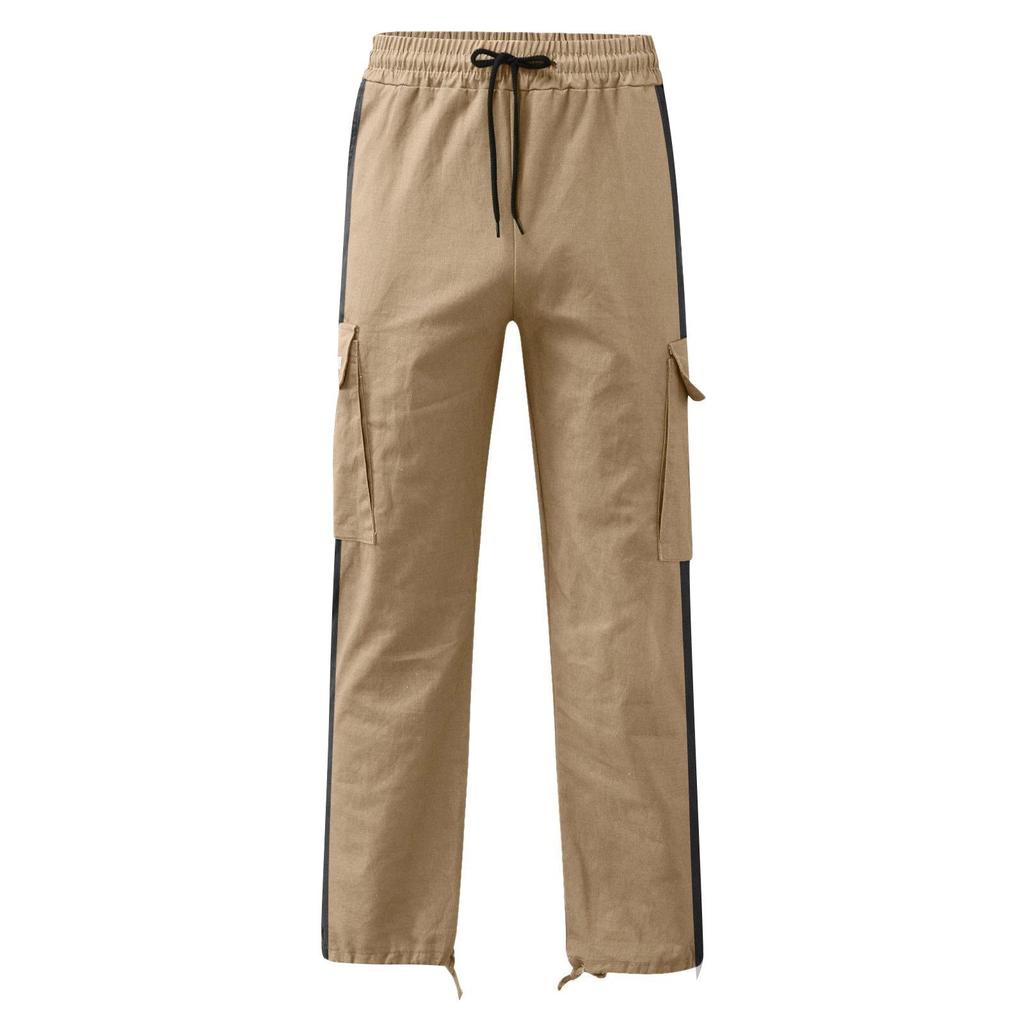 2023 Men's Drawstring Pocket Color-Block Trousers - European & American Style