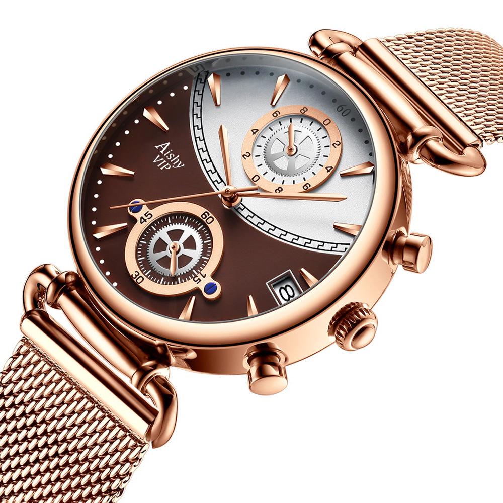 Aishy Waterproof Stainless Steel Couple Quartz Watches - Hot-Selling New Model for Students