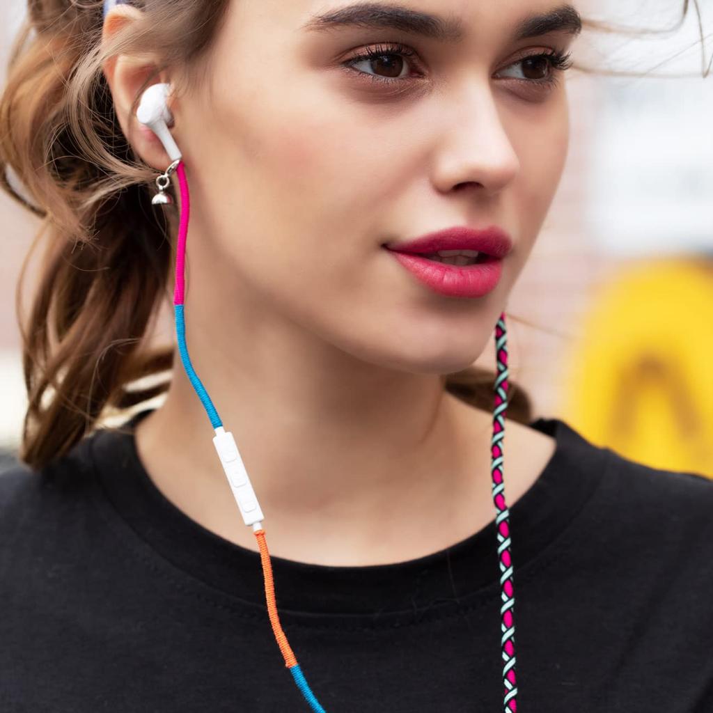 URIZONS 3.5mm Wired Earphones with Mic, Adjustable Volume, and Stylish Bracelet Design Model GM-MZF02-7#