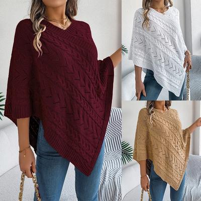 Haut Sweatshirt Oversize pour Femme Cardigan Cape Oversize Tricot Câbles Couleur Unie Décontracté Pull Tricoté pour Femme